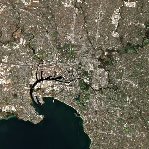 Sentinel-2 satellite image of Melbourne on 2025-01-21